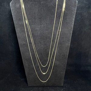 Vintage Gold Tone Triple Strand Triangle Link Necklace (3584)